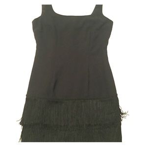 Black Fringe Cocktail Dress Size 4 petite